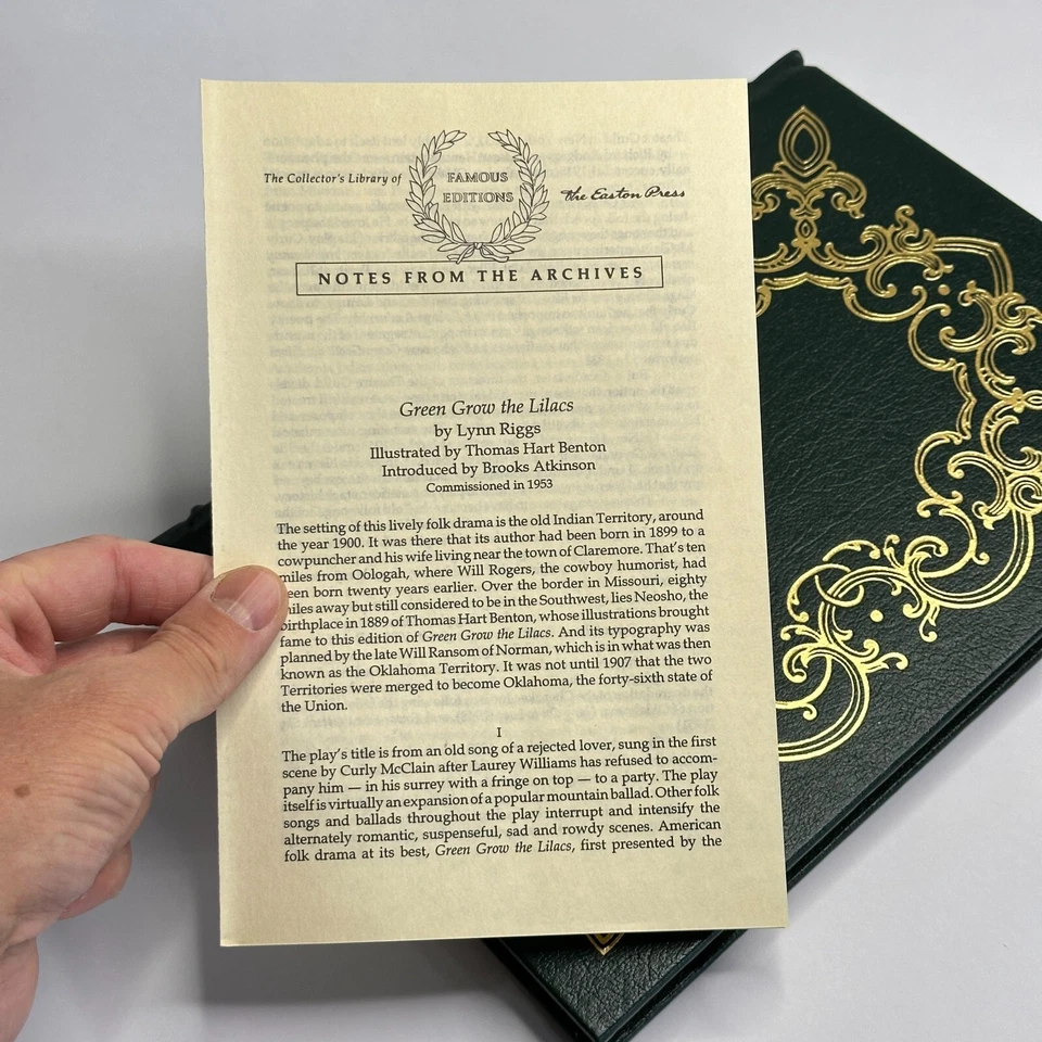 Easton Press "Green Grow the Lilacs" Lynn Riggs (1991, Leather, Illustrated) - Image 4 of 4