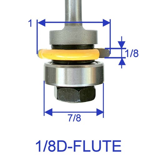 1pz gambo 1/4" diametro 1/8" con cuscinetto superiore flauto router punta - Foto 3 di 12