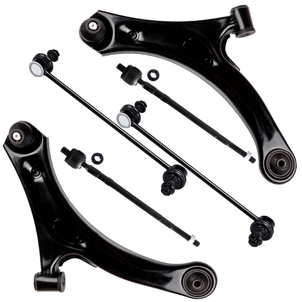 6Pcs For 2004-2007 Suzuki Aerio Front Lower Control Arms Tie Rods Sway Bar Links