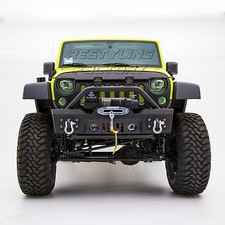 Blk Rock Crawler Stubby Front Bumper Wfog Light Hole For 07-17 Jeep Wrangler Blk Rock Crawler Stubby Front Bumper Wfog Light Hole For 07-17 Jeep Wrangler