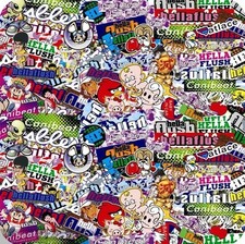 Jdm Cartoon Hellaflush Sticker Bomb Vinyl Wrap Sheet Decal Bubble Free