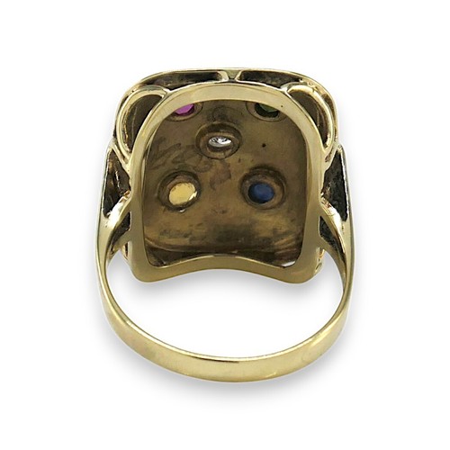 Ring Sterne 585/- 14k Gelbgold mit Brillant Rubin Saphir Smaragd Citrin Gr. 55 - Bild 4 von 5