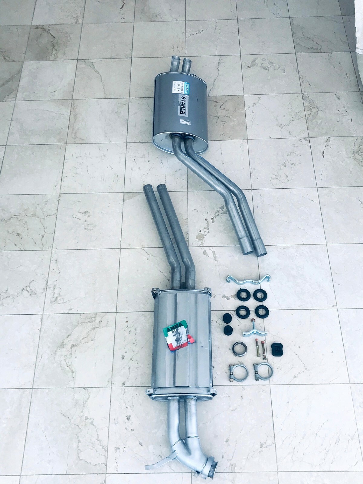 MERCEDES BENZ 380SL R107 EXHAUST MUFFLER ANSA FRONT REAR PIPE SET | eBay