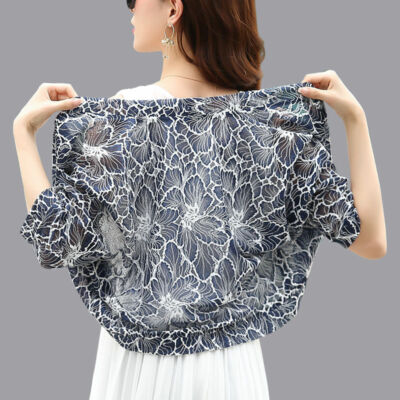 Lady Cropped Cardigan Floral Lace Bolero Shrug Jacket Thin Open
