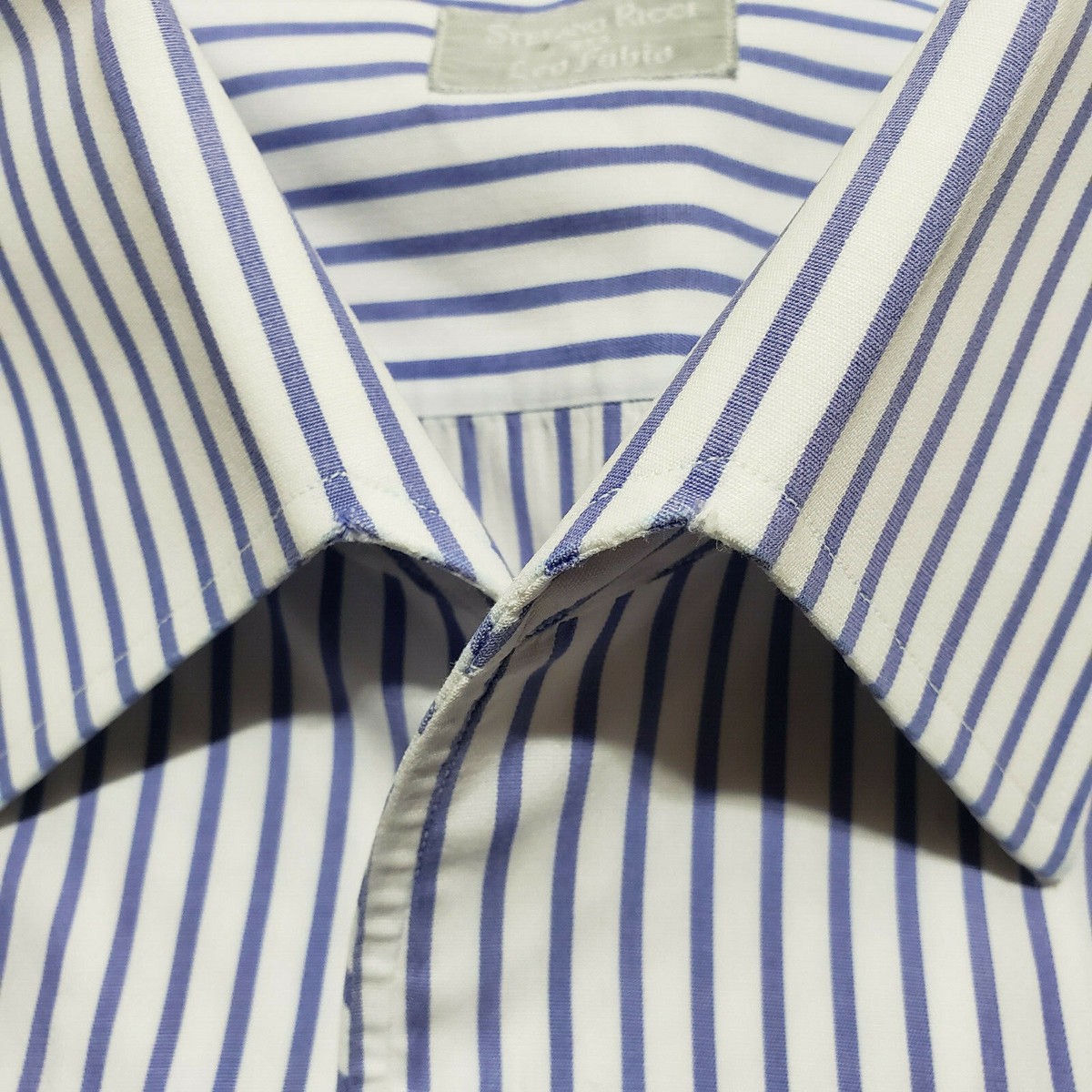 Chemise Homme Stefano Ricci - Taille 17 (Col) - Coton Rayé Bleu Et Blanc - Fabriquée En Italie - Occasion Très Bon État