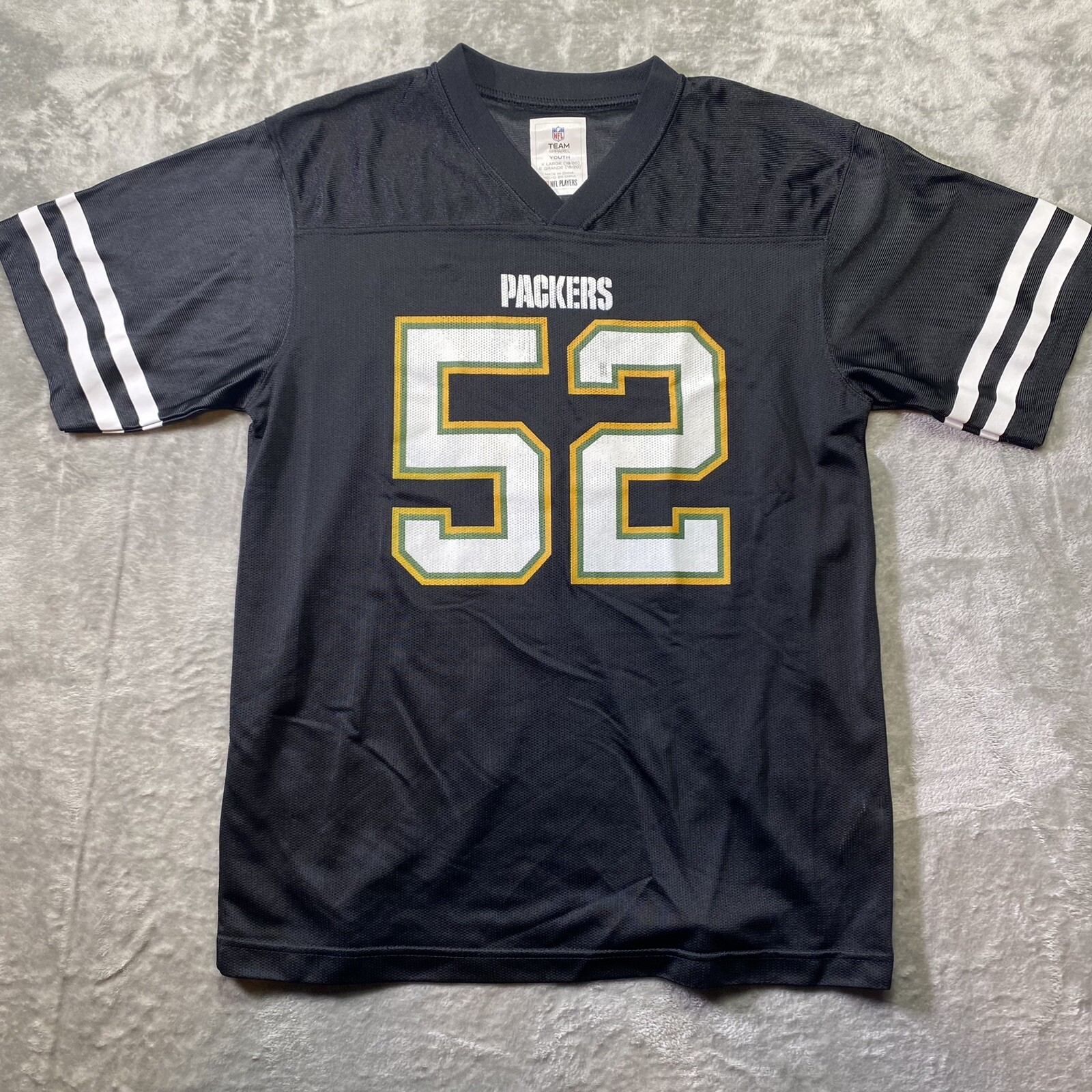Green Bay Packers #52 Clay Matthews Black Jersey Youth XL NFL GB Football