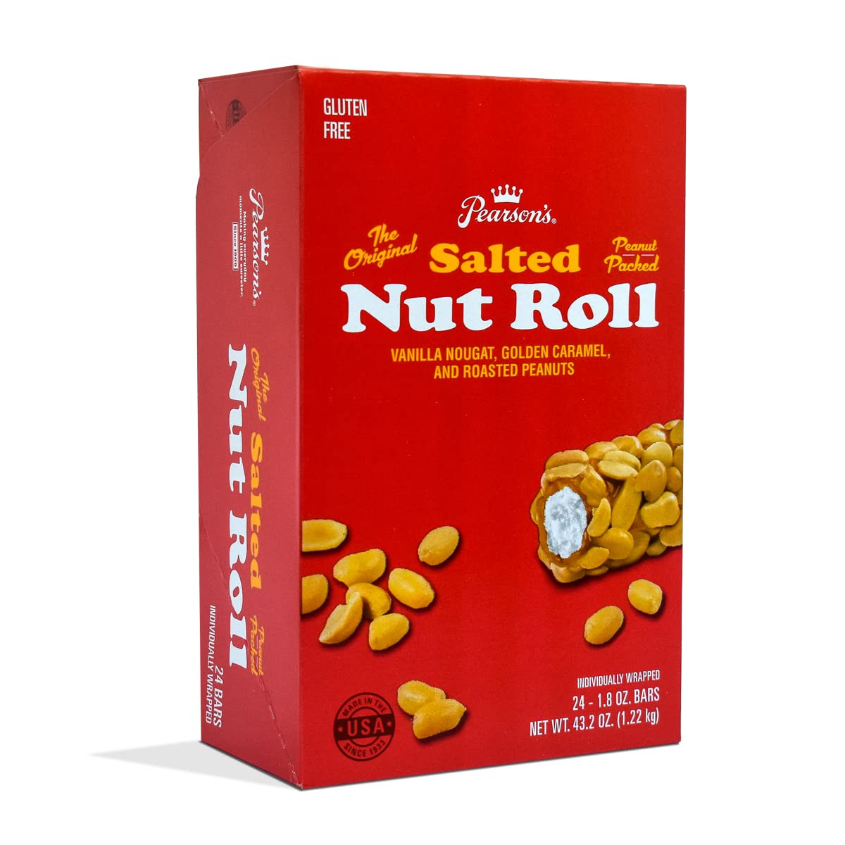 'S Original Salted Nut Roll | Peanut, Caramel, Nougat Candy | 24 Full- Size Cand