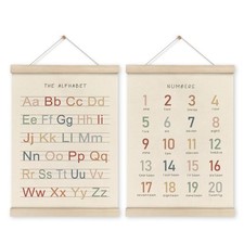 Alphabet Numbers Poster Hanger Frame Set of 2, Nursery Wall Decor, ABC Banner...
