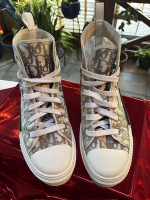 DIOR B23 League High-Top Sneakers White Black Oblique Canvas Men's Size 11