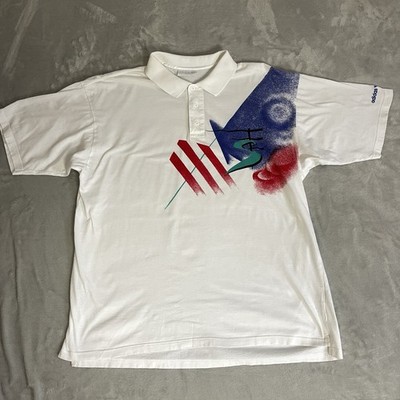 Adidas Originals Stefan Edberg Polo Shirt Mens Large White Vintage 90s Cotton