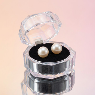 14K massiv Weißgold 4mm-12mm weiße Kristall Perlen Ohrstecker klassisches Geschenk