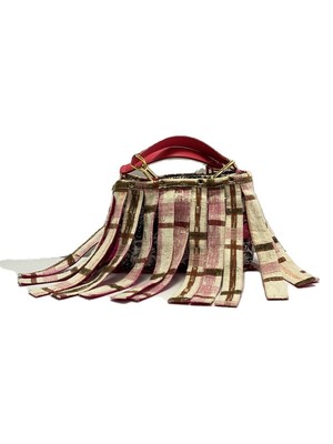 Other Brands SHUTING QIU Shoulder Bag Canvas Pink All-Over Print Stained