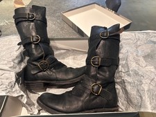 Stivali Eternity FIORENTINI + BAKER pelle nera tripla fibbia taglia 38 Italia