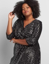 NEW LANE BRYANT Faux Wrap SEQUIN VELVET SHEATH DRESS SZ 20 Holiday cocktail