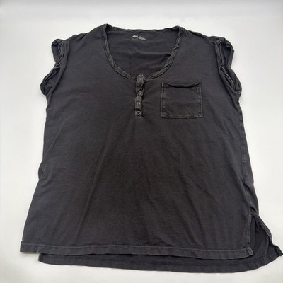 Aerie Find Happy Every Where Henley T-shirt Women M Dark Gray Pocket .#45596
