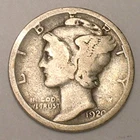 1920 S Mercury Winged Head Dime 10 Cents Silver Coin