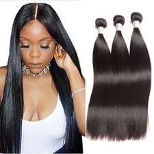 Natural Color Brazilian 100 Virgin Human Hair Silky Straight 3 Bundles