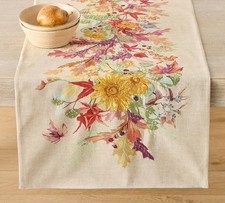 Pottery Barn Fall Botanical Embroidered Table Runner 18x108 Cotton NWT FREE SHIP