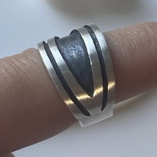 VTG Sterling Silver 925 Native American Tribal Overlay Ring Size 7.5 SOLID 10.5g