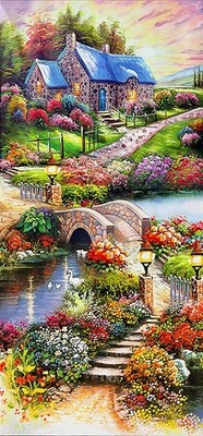 5D Diamond Painting Großes XXL 40X90Cm Diamant Painting Bilder Dorf Diamond Art