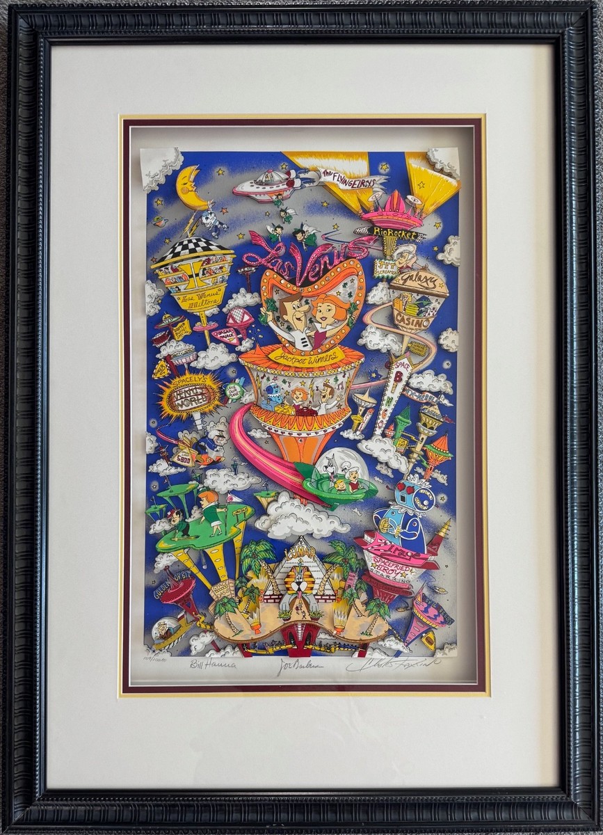 Charles Fazzino JETSONS TAKE LAS VENUS Framed 3-D Hand Signed by