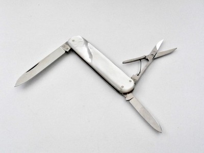 Altes Taschenmesser SOLINGEN Hoppe PERLMUTT MOP mit Schere Pocket Knife TOP!