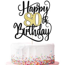 happy 80th birthday cake topper,80 birthday party cake decorations