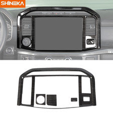 Center Console Navigation Gps Panel Cover Trim For Ford F150 2021 Black Wood