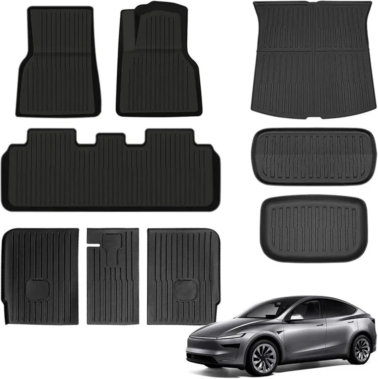 9 PCS Set Floor Mats Full Set for Tesla Model Y Juniper 2026-2025 RHD, 3D Cus...