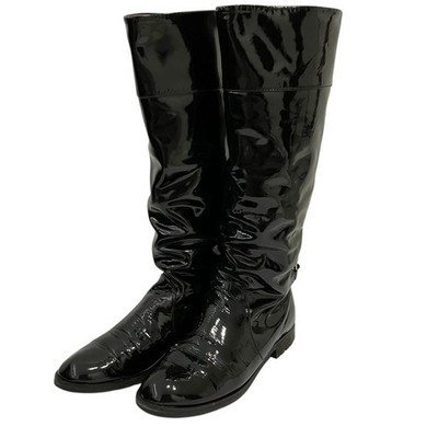 Marc Jacobs Patent Leather Long Boots, Size 37, Black Women USED