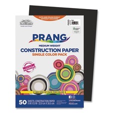 Prang SunWorks Construction Paper, 50 lb Text Weight, 9 x 12, Black, 50/Pack
