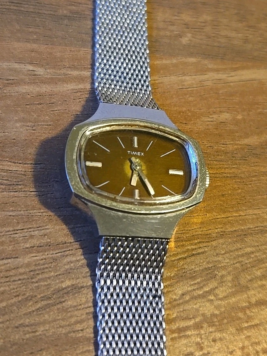 1970’s Timex Inverted Rectangle Chrome Plated Sil… - image 1