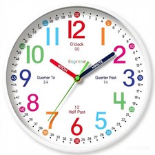 Roymnie Wall Clock 8 Inch for Kids Learning to Tell Time Easily Non Ticking Batt