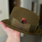 Richman Brothers Men's Brown Solid Brim Fedora Hat Size 7 3/8 with Box — photo 1