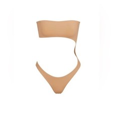 Skims Swim one piece Monokini with removable straps beige ochre size 4x nwt