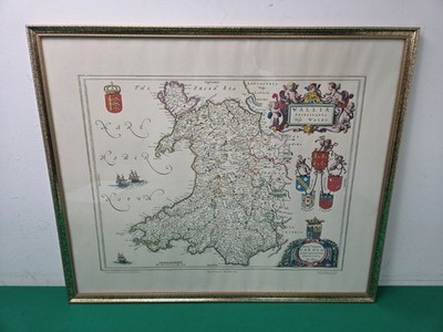 Reproduktion gerahmte Wales Karte von Johan Blaue aus 1648 Atlas von John Bartholomew
