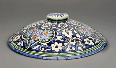Ceramic Lid 10'' For Tagine Or Serving Bowl Rishtan Uzbekistan Morrocan Russian