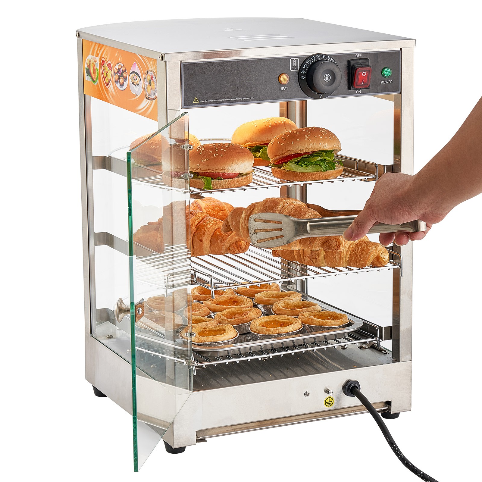Uimoso 3-Tier Commercial Food Warmer Display Cabinet with LED Light,60L Capacity