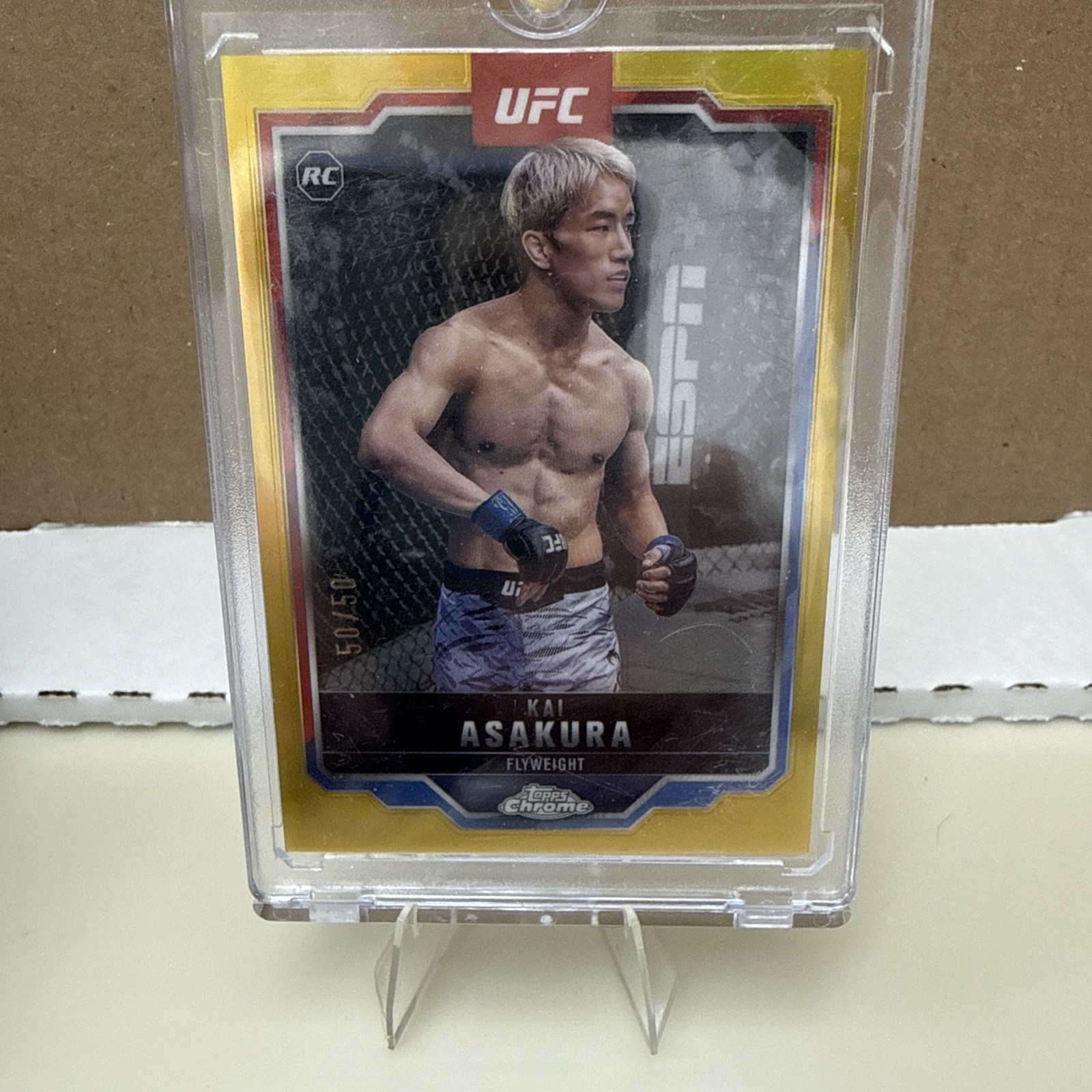 2025 Topps Chrome UFC - Kai Asakura #161 Gold Refractor 50/50 Book End (RC) NICE