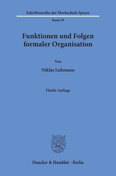 Funktionen Und Folgen Formaler Organisation Niklas Luhmann-image