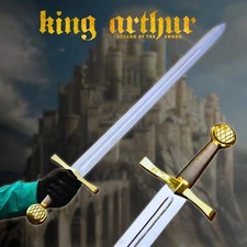 Handmade Excalibur Sword Replica King Arthur Stainless Steel w/ Leather Sheath
