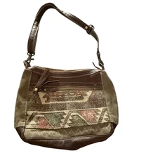 Myra Bag Canvas Leather Shoulder Bag Boho Southwestern Tote Purse