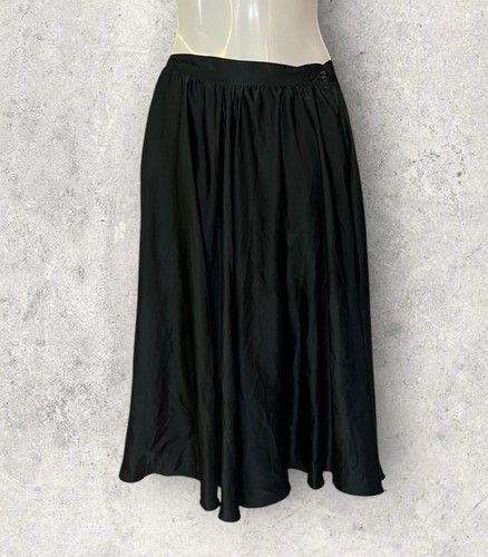 Vintage Suzanne Black Flowy Long Maxi Skirt Button Closure Size Small - Picture 1 of 4
