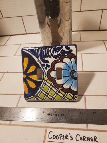 Talavera Mexico Folk Art 2 Toggle Switch Double Plate Cover Handmade Authentic! - Picture 3 of 15