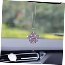 Bling Car Hanging Charm Accessories, Crystal Flower Car Rear View Mirror Purple