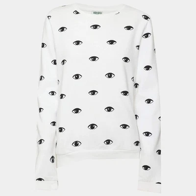 Pull en jersey imprimé yeux blanc Kenzo M - Photo 1/4