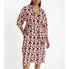EXPRESS Printed Tie Waist Midi Shirt Dress Size XL Coco Chanel Vibes Work Wear
