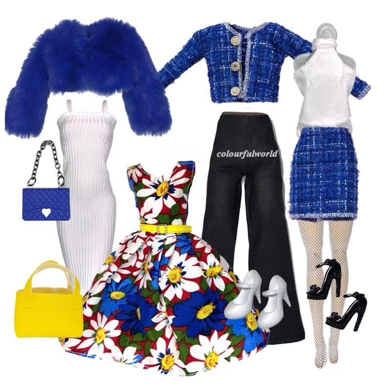 Pack For 12 Inch 1/6 Dolls Toys Elegant  Dress Skirt Bag Outfit