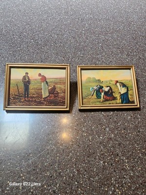 Vintage Jean Francois Millet Small  Wall Decor The Gleaner & The Angelus...