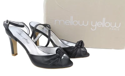 Mellow Yellow Femme Escarpins EU37 Noir Bride Cuir Ouverte orteil - Photo 1/4